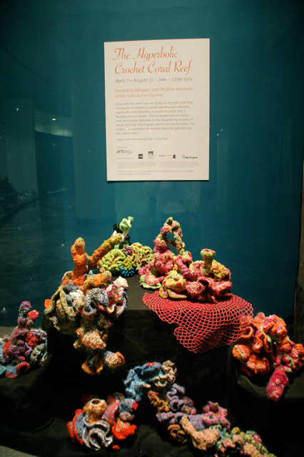 Detail of crochet coral reef sculpture.