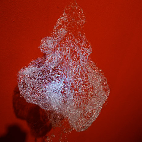 Detail of crocheted plastic.
