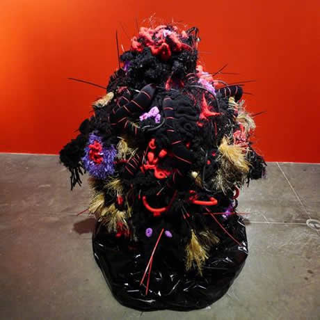 Black crochet coral reef sculpture