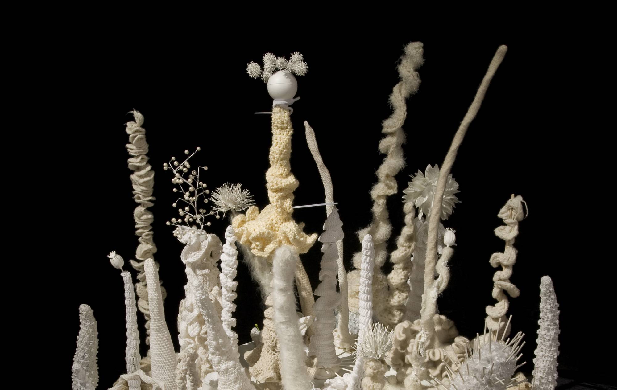 Spindly white reef scultures