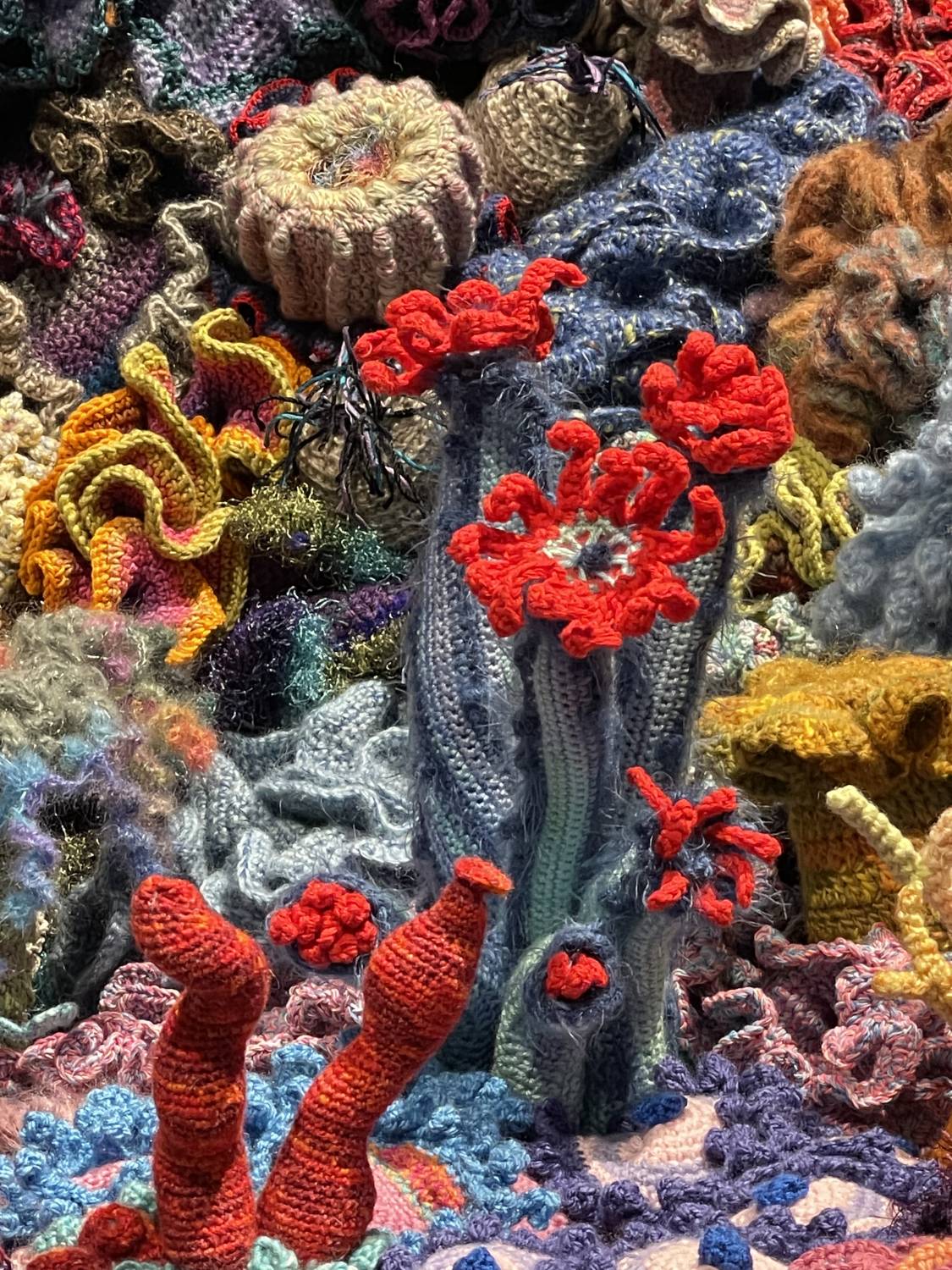 Detail of crochet coral installation
