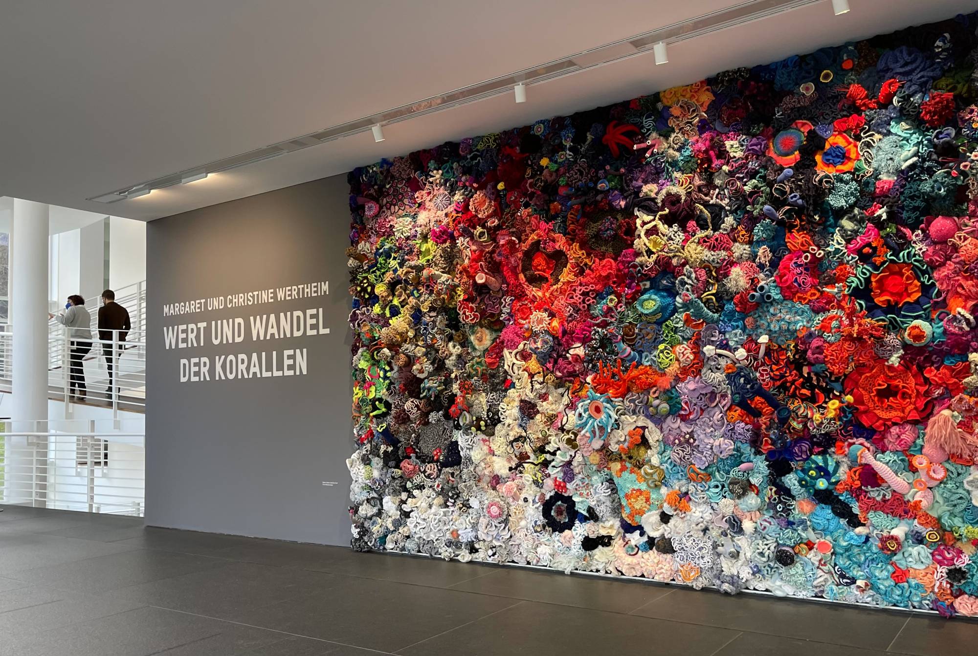Wall of crochet corals at museum frieder burda.