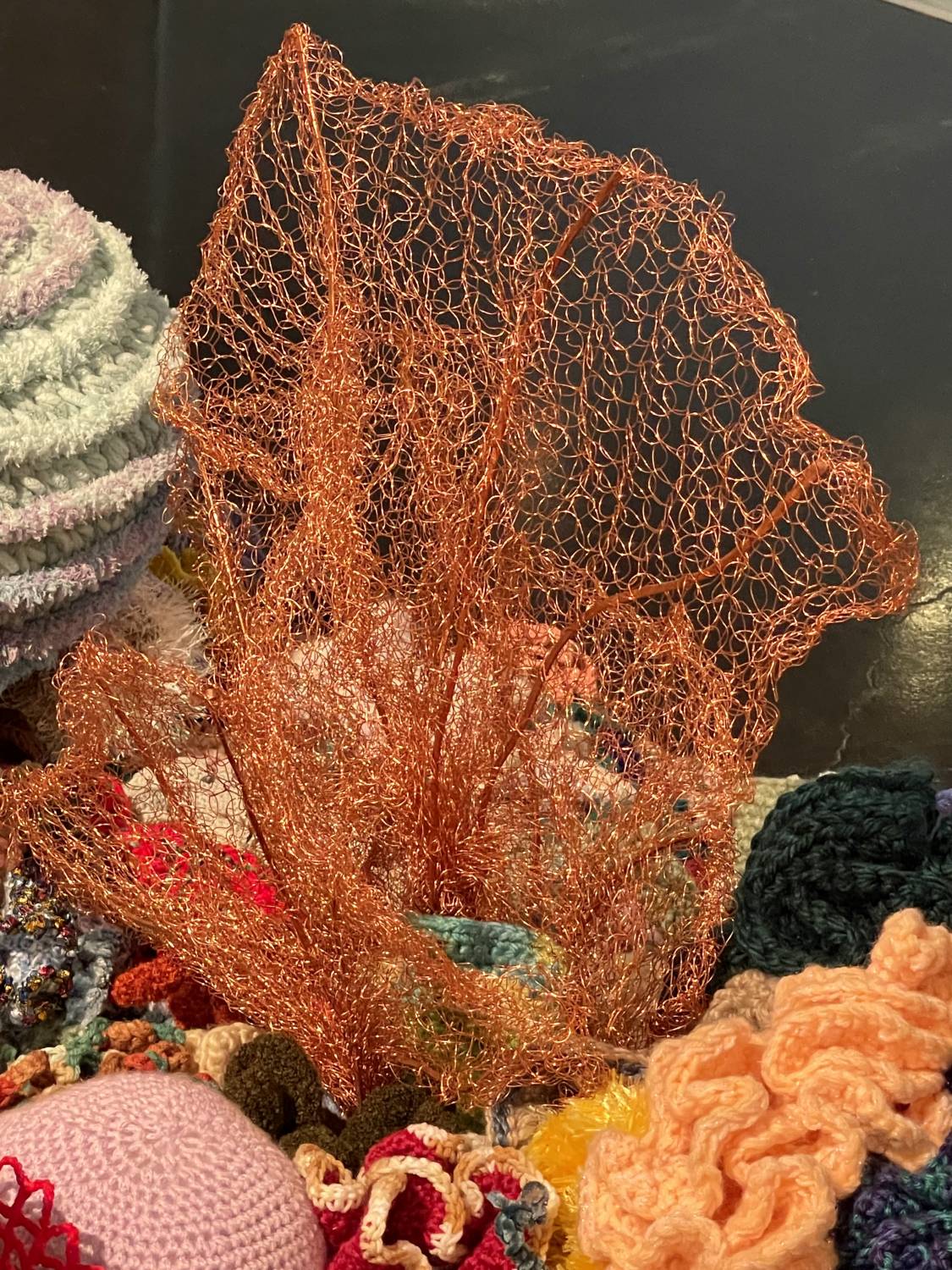 crochet sea fan made of wire