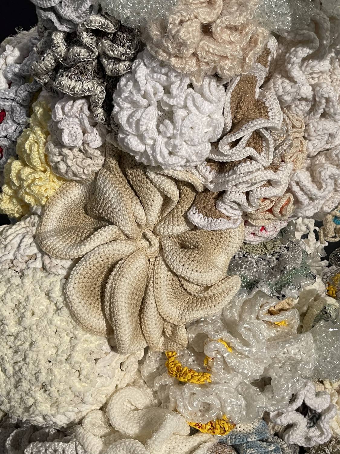 detail of white crocheted corals