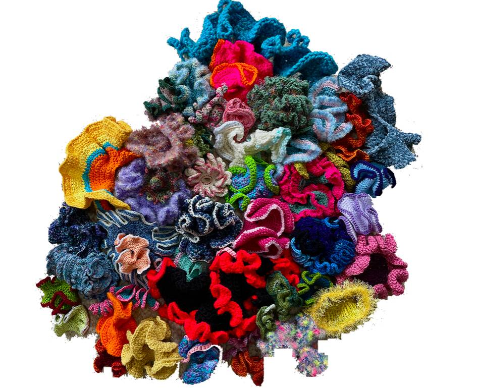 colorful mound of crochet corals