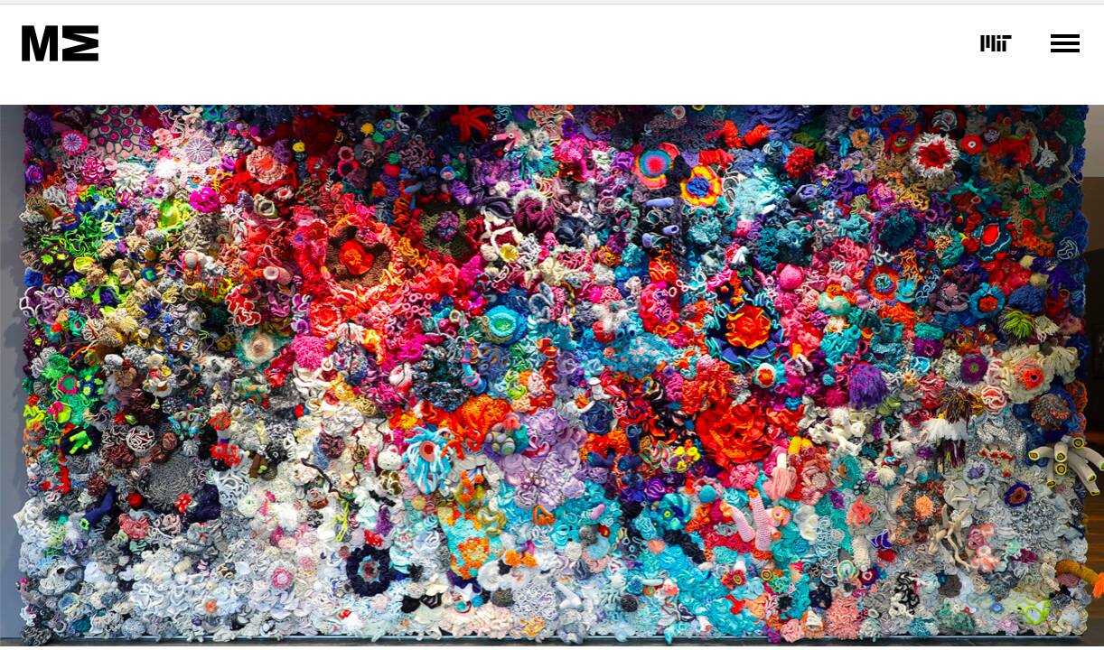 giant crochet coral wall painting